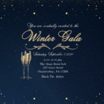 Winter Gala invitation contains champagne and glitter.
